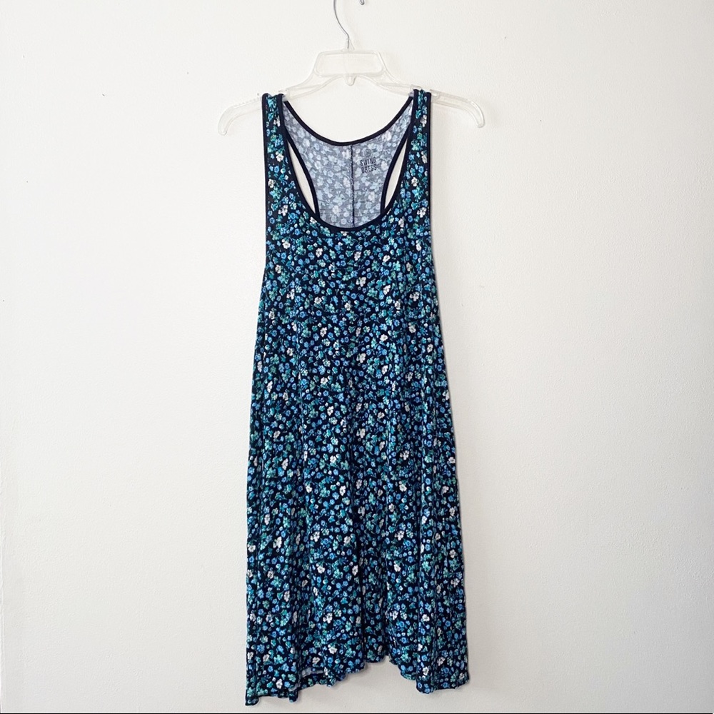 Juniors' SO - Floral Blue Racerback Swing Dress (XL)